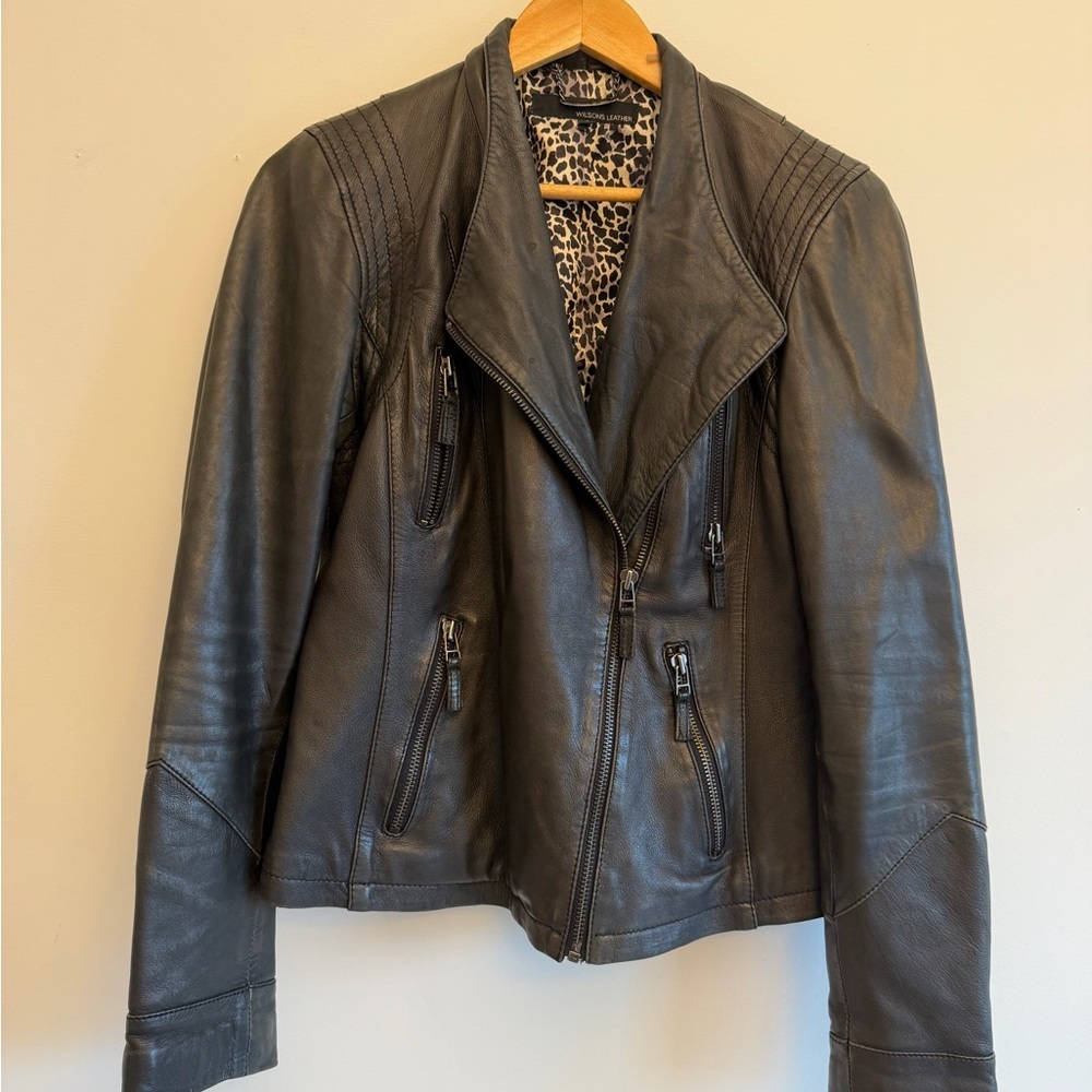 Wilsons Leather Black Moto Jacket
